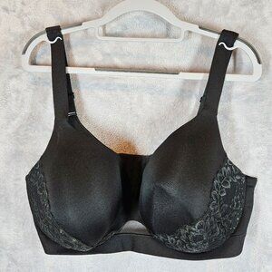 Cacique Womens Size 42DDD Lightly Lined Full Coverage Black Lace wide straps